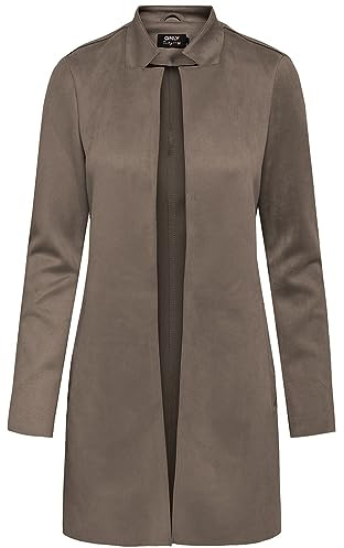 ONLY Damen Kunstleder Mantel ONLSoho Jacke in Wildlederoptik 15218563, Walnut,S