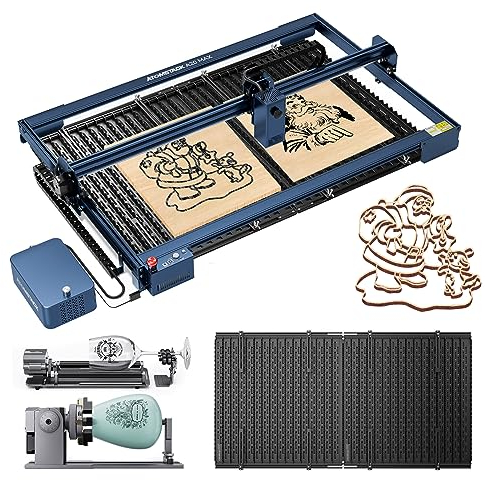 ATOMSTACK A20 Max Laser Graviermaschine mit R1 PRO Klauenscheibenwalze, Matrix Schutzplatte,Air Assist,20W Laserleistung Laser Cutter Lasergravur für Holz Acryl,850x400mm Arbeitsbereich Lasergravierer