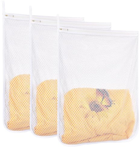 3 x strapazierfähige Waben-Netz-Wäschesäcke für Feinwäsche, 40,6 x 48,3 cm (3 groß)