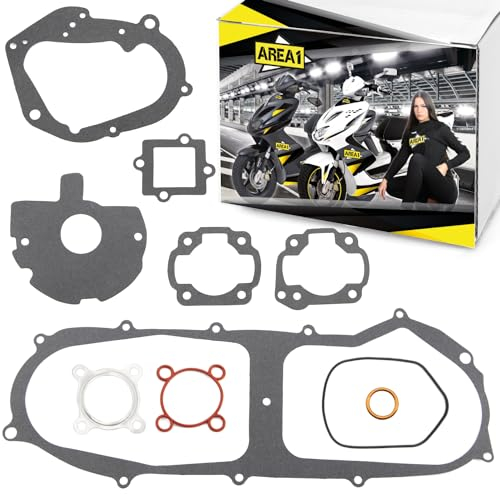 Area1 Ersatz Motor Dichtung Set Dichtungssatz für Minarelli liegend AC/LC, kompatibel mit Yamaha Aerox Jog Neos Slider BWs Beta Italjet Malaguti F12 F15 Benelli 461 K2 MBK Nitro Mach G Ovetto (50/2T)
