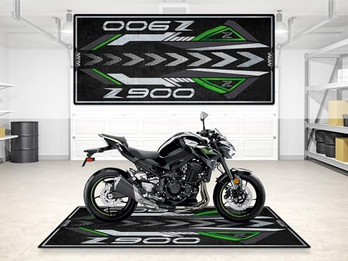 wibeart MPM Motorradmatte für Z900, waschbar, rutschfest, öl- und wasserabweisend, für den Einsatz in Gara | Metallic Spark Black - Metallic Matt Dunkelgrau - Größe 1: 86.6 x 39.4/220 x 100 cm