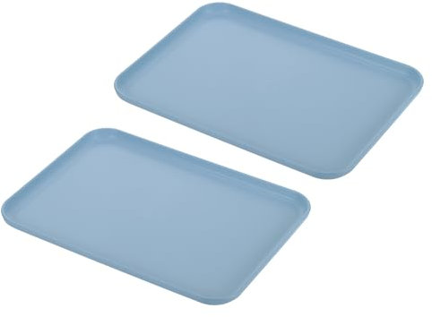 PATIKIL 12x9 Rápida Comida Bandeja 2 Paquete PP Plástico Reutilizable Multiuso Antideslizante Rectángulo Servir Bandeja para Cafetería Restaurante Casa Cocina Azul