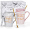 Joymaking Kaffeetasse Geschenk Set für die Beste Mama & Papa der Welt zum Muttertag Vatertag Weihnachten, Personalisierte Geschenkidee für Eltern, Grau und Rosa 400ml