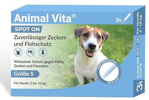 Animal Vita® Spot On Zeckenschutz für Hunde [zuverlässiger Zeckenschutz] Zeckenmittel für Hunde - Zeckenschutz Hund - Spot On für kleine Hunde (2 bis 10kg)