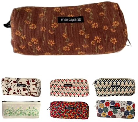 NIORYUZ Federmäppchen mit Blumendrucken, Geldbörse, Kosmetiktasche, Organizer, weiches Baumwoll-Leinen, (D)