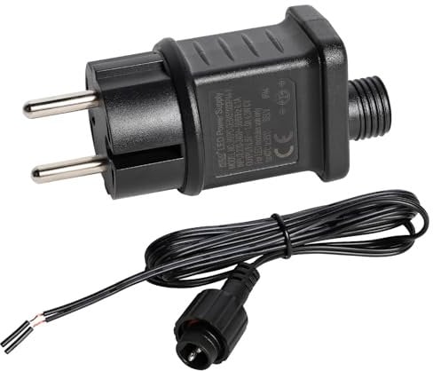 NEWNEN 4.5V Lichterkette Netzteil Adapter, LED Lichterketten Adapter Stecker mit 2-Meter-Verlängerungskabel, IP44 Wasserdicht Transformator für Weihnachtsbeleuchtung Lichtervorhang LED (4.5V 4.5W 1A)