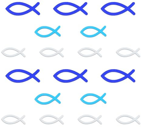 XQMMGO 100 Stück Holzfische Deko Set, Holz Deko Fische Streudeko, Holz Fische Tischdeko Taufe Konfirmation Kommunion Deko Mädchen Junge Taufedeko (Blau)