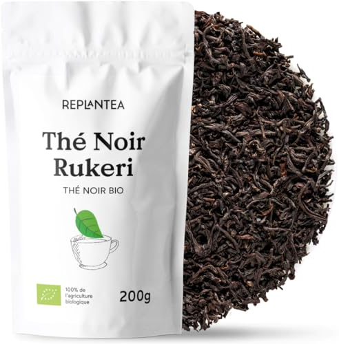 THÉ NOIR BIO 200g (100 Tasses) | Thé Noir en Vrac Rukeri | Thé Noir à la Saveur Intense et Aromatique REPLANTEA
