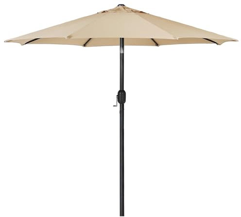 sogesfurniture Sombrilla de Jardín Ø264cm, Sombrilla de Playa grande, Sombrilla Parasol Inclinable con Manivela, Protección UV para Patio, Jardín, Terraza, Piscina, Caqui
