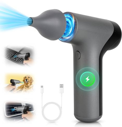 Electric Compressed Air Duster, High-Power Air Blower, Reusable Compressed Air Cleaner for PC Electronics, 4-Gear Adjustable Mini Jet Duster, Portable Fast Charging for Home, Office, Car Outdoor Use