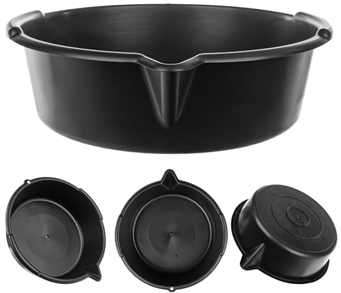 KADAX Bandeja colectora de aceite con boquilla de 8 L, bandeja de drenaje de aceite de 39 cm de diámetro, bandeja multiusos de plástico, para cambio de aceite con asas (negro)