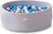 Kidsdouche - Piscine à balles - Piscine à balles Premium - Jouet à partir de 1 an - Jouet pour bébé - Comprend 250 balles de piscine à balles Ø 7 cm - Bleu, argent & nacre - Bac gris en 100% coton -