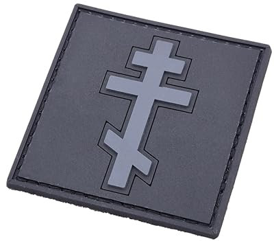 Tactical Orthodox Cross Eastern Christian PVC Patch Kompatibel mit Velcro Klettpatches, Taktische Patches für Rucksäcke (Blackout Subdued)