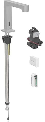 Miscelatore per lavabo Geberit Brenta, sporgenza 195 mm, con miscelatore, funzionamento con generatore, per scatola di funzioni da incasso, 116.196., Colorazione: Acciaio inox Ottica