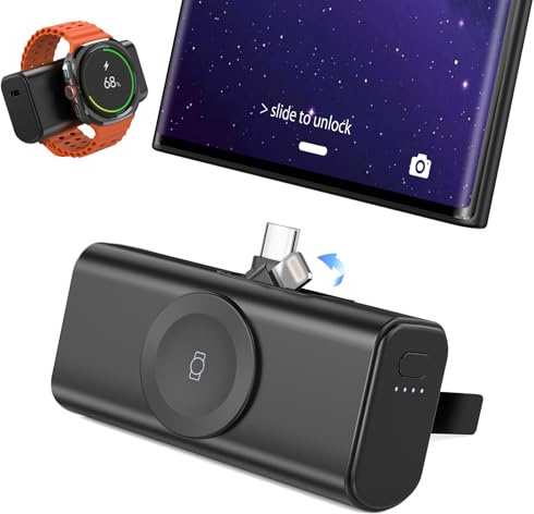 doeboe Powerbank für Samsung, 3-in-1 Mini Powerbank USB-C, Powerbank klein Kompatibel mit für Samsung S25 Ultra/S25/24/S23 Serie, iPhone 16 Pro/15/14/13, Galaxy Watch 7/6/5 Pro