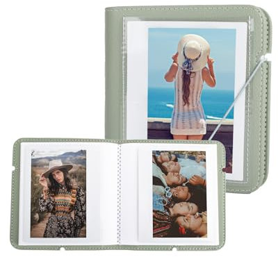 MUZIRI KINOKOO 28 Taschen Fotoalbum für Instax Wide EVO Wide 400/Wide 300/Wide 210 Kamera, PU Lederalbum für Wide Series Kamera, 5 Zoll Filme Sammlung Souvenir Album Buch - Grün