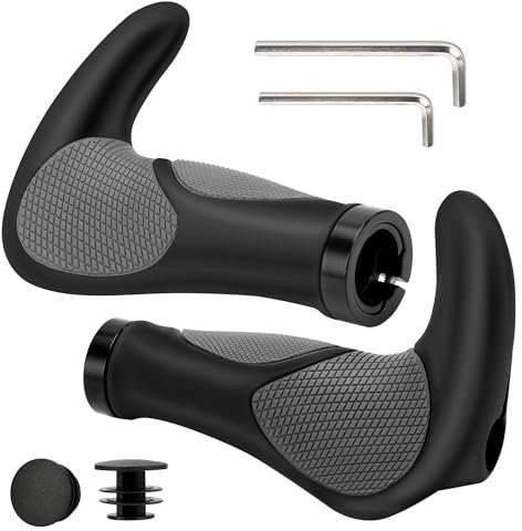 Fahrradgriffe Ergonomisch, Lenkergriffe 22mm für MTB, Bike, E-Bike, Trekkingrad, Mountainbike, Cityrad Rennrad, Downhill, Fahrrad Griffe aus Rutschfestem Gummi mit Zwei Seiten Lock-On