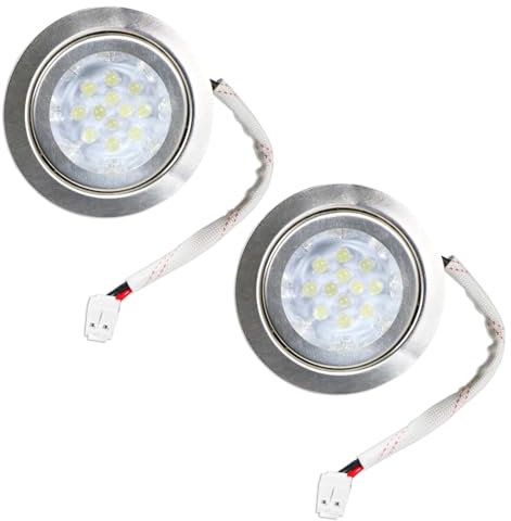 SPARES2GO LED Light for AEG 70mm Cooker Hood Extractor Vent Lamp Bulb Units (Pack of 2, Silver, 1.5W, 12V DC)