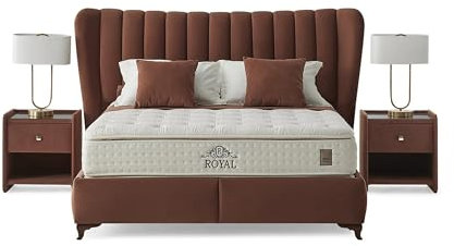Royal Peri Boxspringbett Set inkl. Matratze – Solider Komfort mit Bonell-Federkern, beidseitiger Polsterung und hoher Langlebigkeit für einen erholsamen Schlaf - 200-200