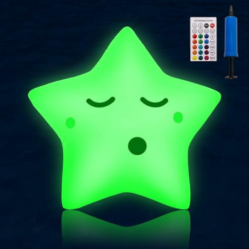 Editbar Solar Pool Beleuchtung Lichter - Aufblasbare Sternen-Wasserlampe mit Fernbedienung & Luftpumpe, 16 Farben, 4 Timer, 4 Modi, Solarbetrieben, IP68 Wasserdicht, für Pool, Garten, Party & Deko