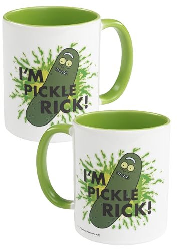 Rick and Morty Tasse - I'm Pickle Rick Kaffeetasse Becher Kaffeebecher aus Keramik Weiß/Grün 320 ml