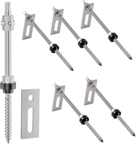 Vite Doppio Filetto M10x200mm, Bullone Sospensione Acciaio Inossidabile con Guarnizione, Barra Filettata Regolabili Altezza & Pre-Assemblati, Bulloni per Fissaggio Pannello Solare Fotovoltaico
