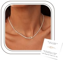 JeweBella Kette Gold Damen Wasserfest Starke Schlangen Halskette Zarte Knoten 18K Goldkette Silberkette Choker Schmuck Geschenke