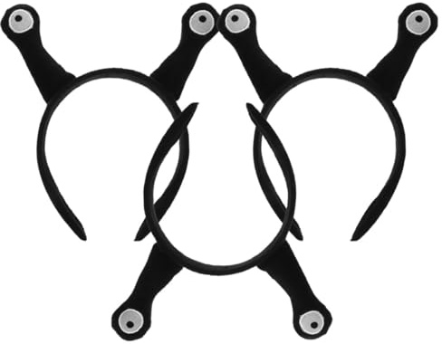 BEBEMOKO 3 Stück-pack Schneckenantennen Haarreifen Weich Flexibel Schwarz Cartoon Stirnband für Damen Cosplay Kostümparty Mottoparty