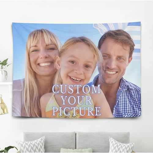 Personalisierter Wandteppich,Individueller Wandteppich mit Eigenem Foto Bild,Personalisierte Hintergrund,Wandteppich Selbst Gestalten für Heimdekoration, Schlafzimmer,Geburtstag Decoration Geschenk