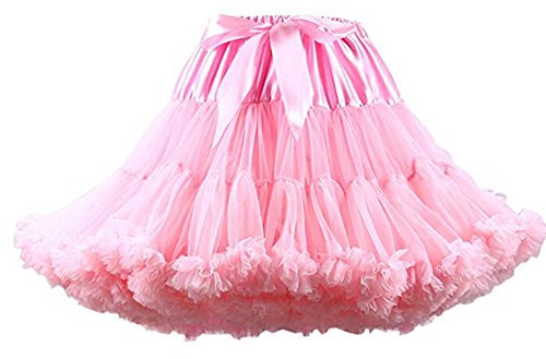 FOLOBE Femmes Tutu Costume Ballet Danse Multi-Layer Puffy Jupe Adulte Luxueux Doux Mousseline de Soie Petticoat Tulle Tutu Jupe, Pink, M