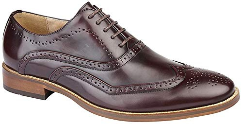 Goor Oxford Brogue Shoes for Boys - Capped Lace Up, Oxblood, Size 5.5 UK