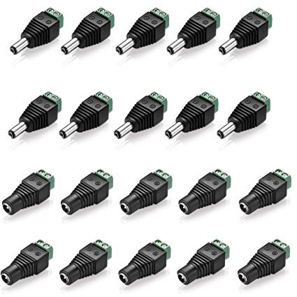 Adapter 10er Set - 10x DC-Hohl-Stecker 5,5 x 2,5 mm/zweipoliger Terminal-Block + 10x DC-Hohlstecker-Buchse 5,5 x 2,5 mm/zweipoliger Terminal-Block