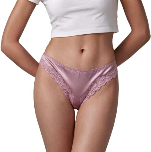 Dam silke spets G-string stringtrosa, sexiga t-back underbyxor med mjuk satin