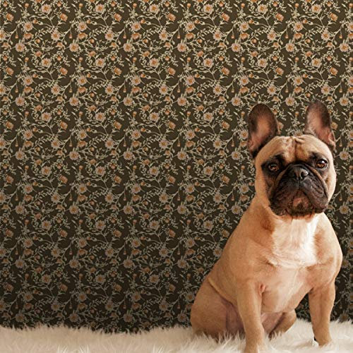 Gräflich Münster'sche Manufaktur Blumentapete Printemps mit zarten Ranken in braun, Vlies Tapete Blumen, Nostalgie GMM Wanddeko Design Tapete für Wohnzimmer (Muster 20 x 46,5cm)