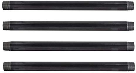 Pipe Décor Temperguss-Rohrverbinder, 2,5 x 45,7 cm, Industriestahlgrau, passend für Standard-2,5 cm schwarze Gewinderohre, Nippel und Armaturen, Vintage-Möbel, 4 Stück (vier Rohre)