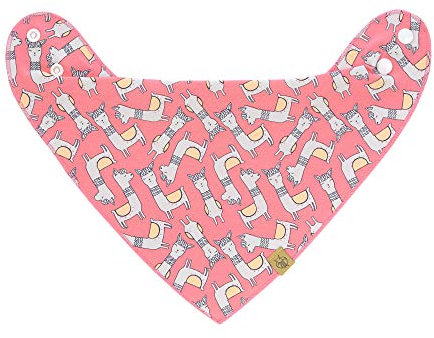 LÄSSIG Baby Lätzchen Bandana Halstuch Baumwolle Druckknopf wendbar/Baby Bandana Glama Lama coral