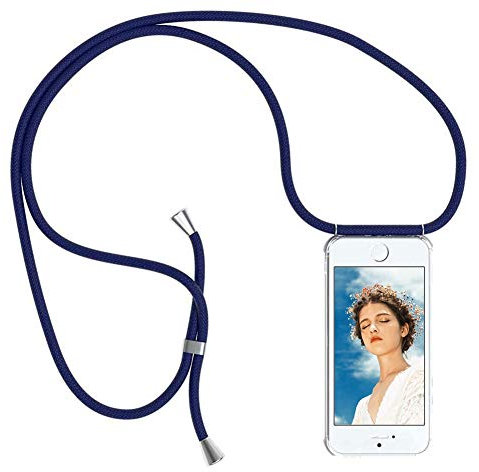 YuhooTech Handykette Hülle für iPhone 5 / 5S / SE(2016)- 4,0 Display, Smartphone Necklace Hülle mit Band - Handyhülle mit Kordel Umhängenband - Schnur mit Case zum umhängen in Blau
