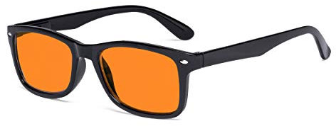 Eyekepper Blue Light Glasses with Orange Tinted Filter Lens for Nighttime Sleeping Women Men - Blocking Rays Computer Reading Glasses - Black