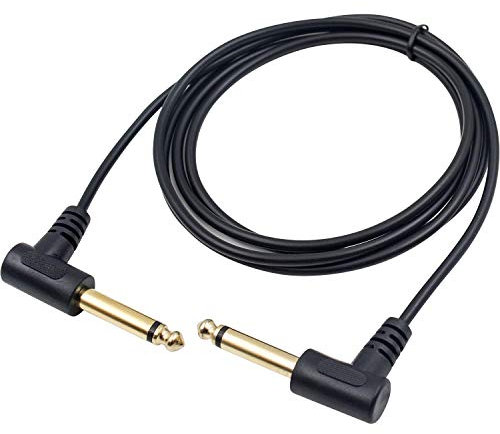 Duttek Cable para guitarra, 6,35 mm, ángulo recto de 90 grados, macho a macho, para guitarra eléctrica, bajo, amplificador, teclado, escritorios de mezcla, 1,5 m