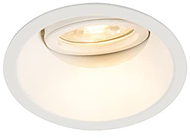 Qazqa - Modern Smart Einbaustrahler weiß inkl. WiFi GU10 verstellbar - Alu Dimmer I Dimmbar I Wohnzimmer I Schlafzimmer - Aluminium Rund - LED geeignet GU10