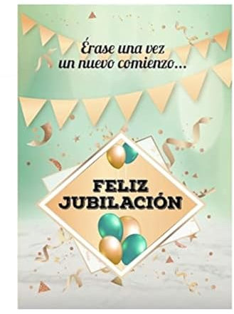 Tarjeta jubilacion despedida banderines 20x30cm cerrada con sobre para firmas