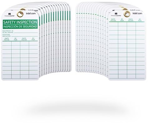 TRADESAFE Bilingual Safety Inspection Tags, Inspección de Seguridad - 30 Safety Tags with 30 Zip Ties, Durable 32 mil Vinyl, Inspection Record Tag for Scaffolds, Ladders, Fire Extinguisher, Machinery