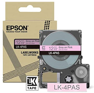 Epson Etikettenkassette, mattes Beschriftungsband LK-6RBJ schwarz auf rot, langlebiges Band für Epson LabelWorks Etikettendrucker, wasser- & verschleißfest, 8 m x 24 mm