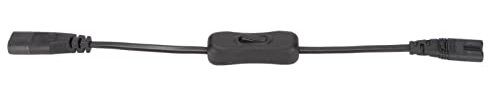 Power Extension Cord, Receptacle IEC 320 C8 to IEC 320 C7 Cable Male to Female Power Supply Extension Cable with Switch for Desk Lamp 100‑250V 0.98ft for Monitors,Computers