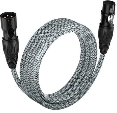 huaham XLR Cable 10m, Microphone Cable Nylon Braided XLR Male to Female Balanced 3 PIN XLR Microphone Cable Compatible with Mixer, Recording Studio, Speaker Systems and More…