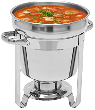 SHZICMY Edelstahl Runder Scheuertopf 7L Round Soup Chafer Speisenwärmer Wärmebehälter Chafing Dishes für Buffet Catering Gastro und Party