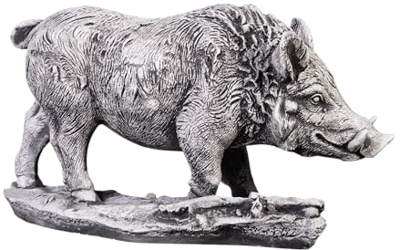 gartendekoparadies.de Kleine Wildschwein - Statue Keiler, Steinfigur, H. 20 cm, 6 kg, Grau, frostsicher aus Steinguss für Außenbereich