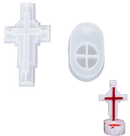 Floatdream Kreuz Kerzenhalter Gießform, Silikon Kerzen Selber Machen Set, Kerzenherstellung Silikon, Für Kerzenherstellung, Dekoration, Kirchendekoration, Halloween-Dekoration