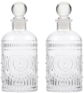 ULDIGI 2pcs Refillable Glass Diffuser Bottles Vintage Carved Aromatherapy Containers for Fragrance for Home Decoration Collection