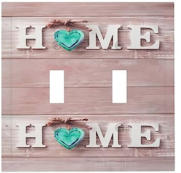 Pink Home 2-Gang-Lichtschalter-Abdeckung, dekorative Wandplatte, elektrische Frontplatte für Landhausstil, Badezimmer, Zuhause, Wohnzimmer